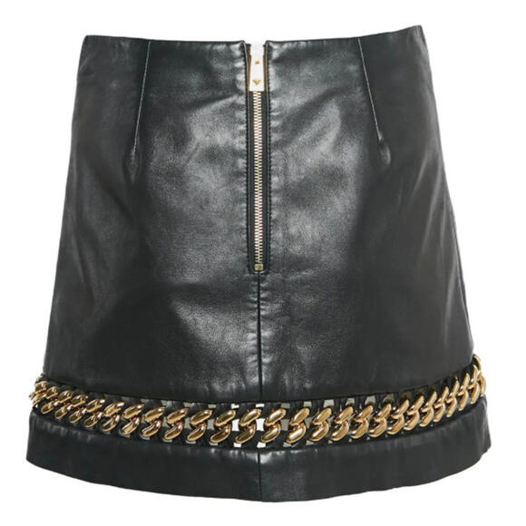 Versace 100% Leather Skirt w/Chain, $3,740 NWOT, US 2, IT 38, 80% off! #2283 - Picture 2 of 6